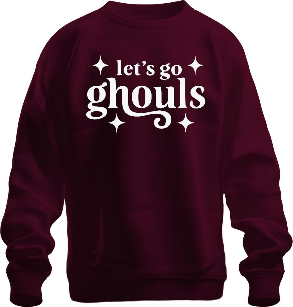 let's go ghouls Halloween Geister Grusel Party Kostüm Spuk Retro Uni Sweatshirt Pullover, Burgundy, XL