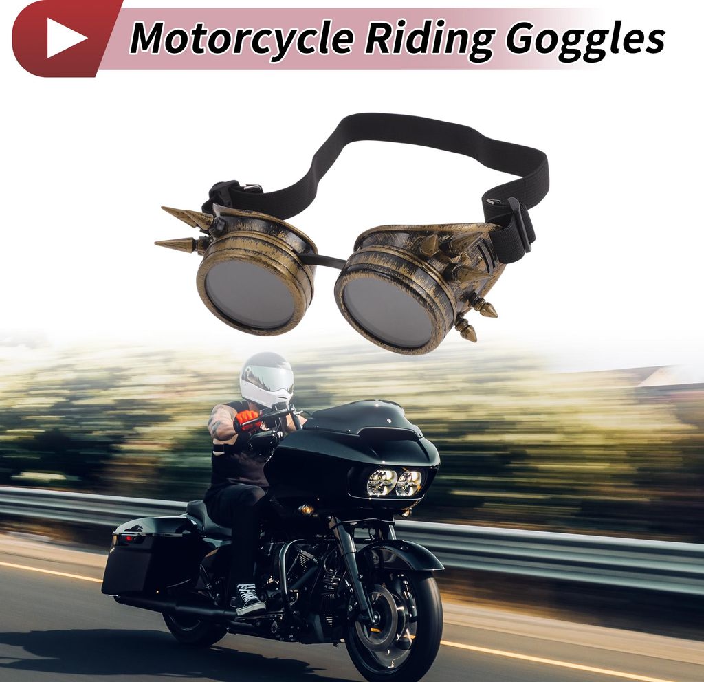 1 Stk Motorradfahrbrille Glas ABS Fahrradsonnenbrille Schwarze Linse Bronze-Ton Rahmen