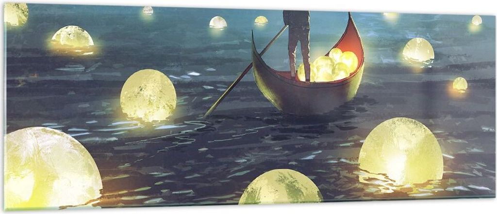 Bilder auf glas - Boot Wasser Märchen - 140x50cm - Glasbilder - Wandbilder - Kunstdruck - zum Aufhängen bereit - Wanddekoration aus Glas - Glas B...