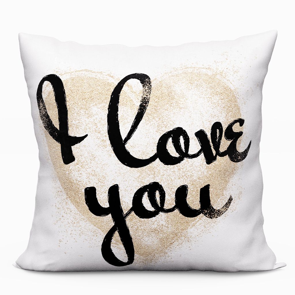 Kissenbezug, dekorativer Kissenbezug, Glitzer, Glamour Glitter Heart 40x40cm goldenes Herz