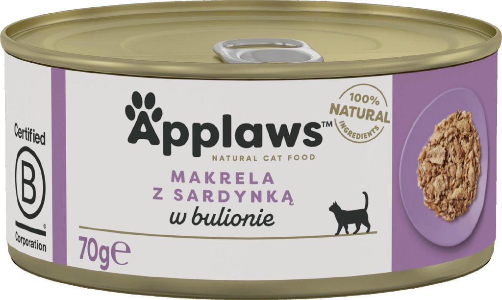 APPLAWS Mackerel with sardine in broth - nassfutter für Katzen - 70g
