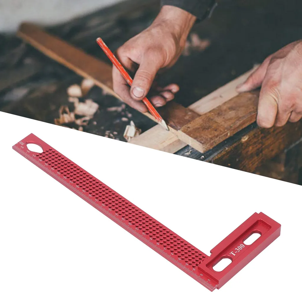 Règle d'équerrage en aluminium pour menuisier, équerre de cadre rouge - 12