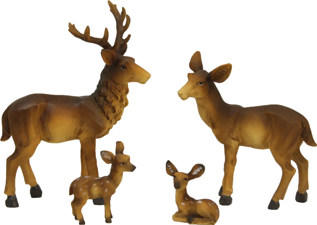 Famiglia di Cervi FADEDA 13cm - 4 Figure Presepe Alta Qualità