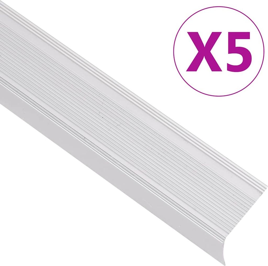 Best Möbel Treppenkantenprofile in L-Form 5er Set Aluminium 100 cm Silbern - Treppen 1parcel CHY18402