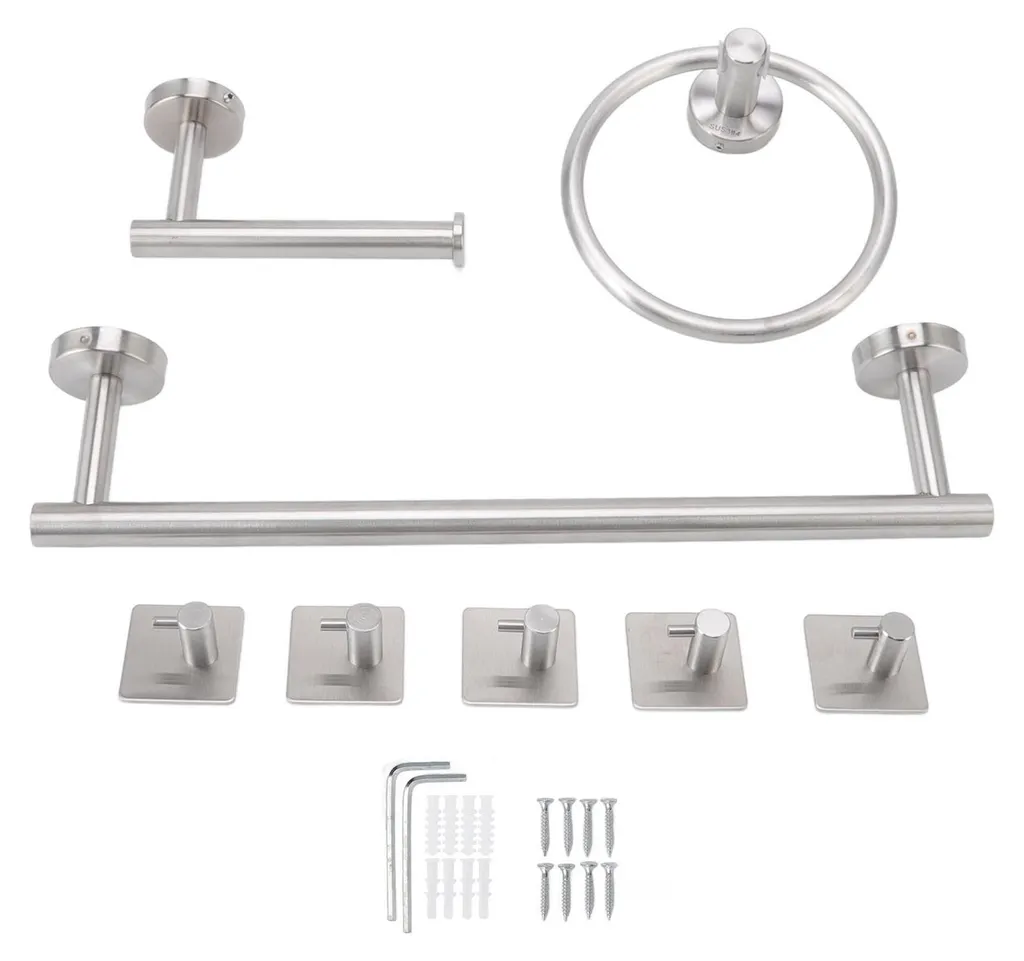 Kit Accessoires Salle de Bain en Acier Inox 304 - Set de 7 Pièces Inox