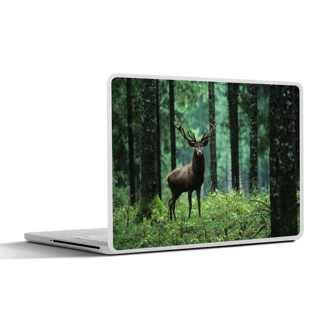 MuchoWow Laptop Aufkleber Sticker Cover Hirsche - Wald - Bäume - Tiere - Natur 40x30 cm - Laptop Dekoration - Selbstklebend