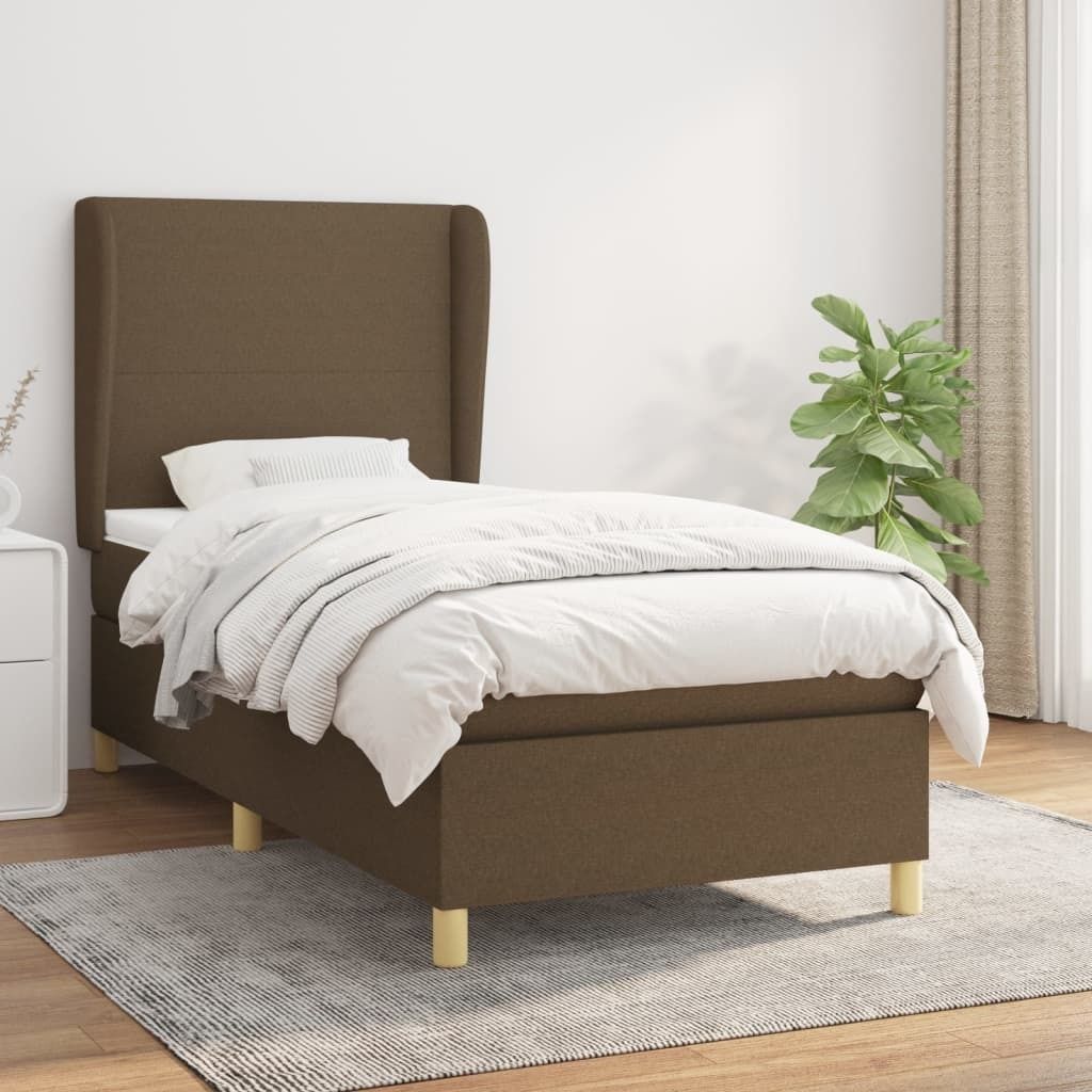 The Living Store Boxspringbett mit Matratze Dunkelbraun 100x200 cm Stoff