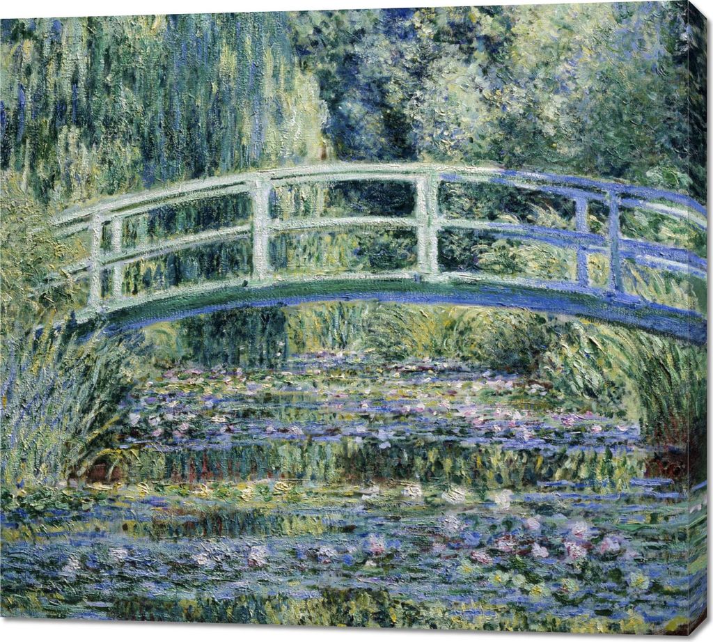 Bild 100x90cm Seerosen und Japanische Brücke, Monet Vintage