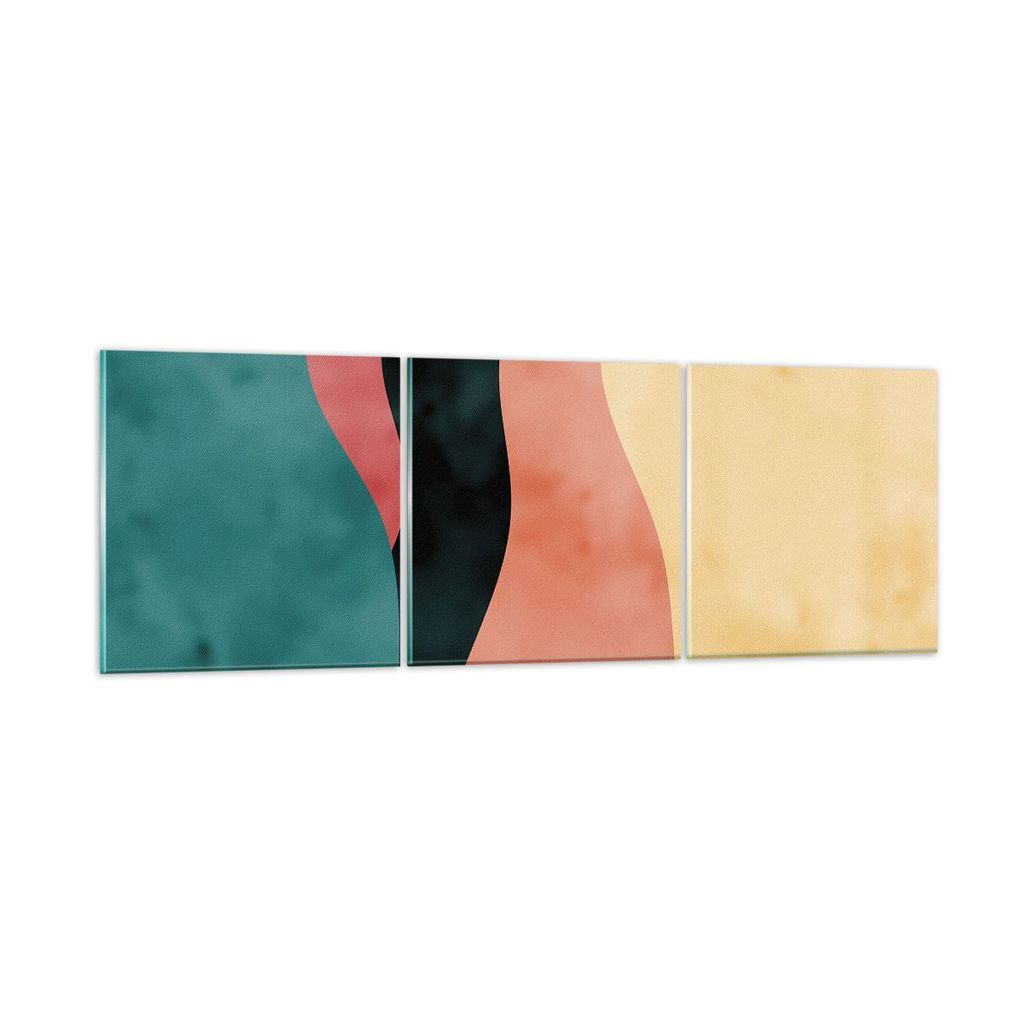 Bilder auf glas - 3 Teile - Mehrfarbig Abstraktion Modern - 90x30cm - Glasbilder - Wandbilder - Bilder - Wanddekoration aus Glas - Glas Bilder - Wa...