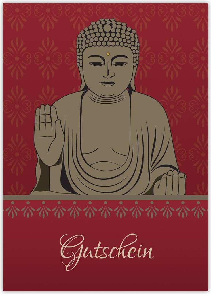 4x Klassische Geschenk Gutscheinkarte (Blanko) mit Buddha Produktbild 