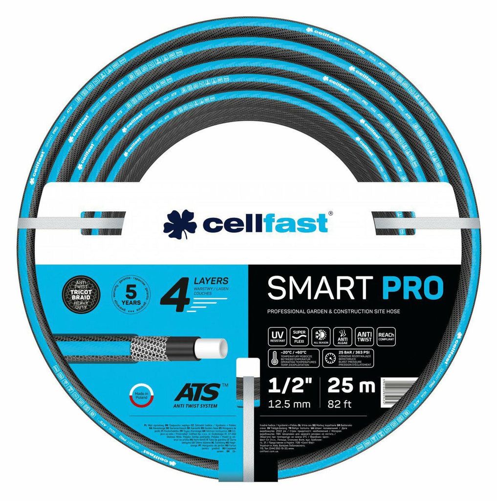 CELLFAST Gartenschlauch SMART PRO ATS 3/4" 30m 4-lagig mit ATS-Gewebe