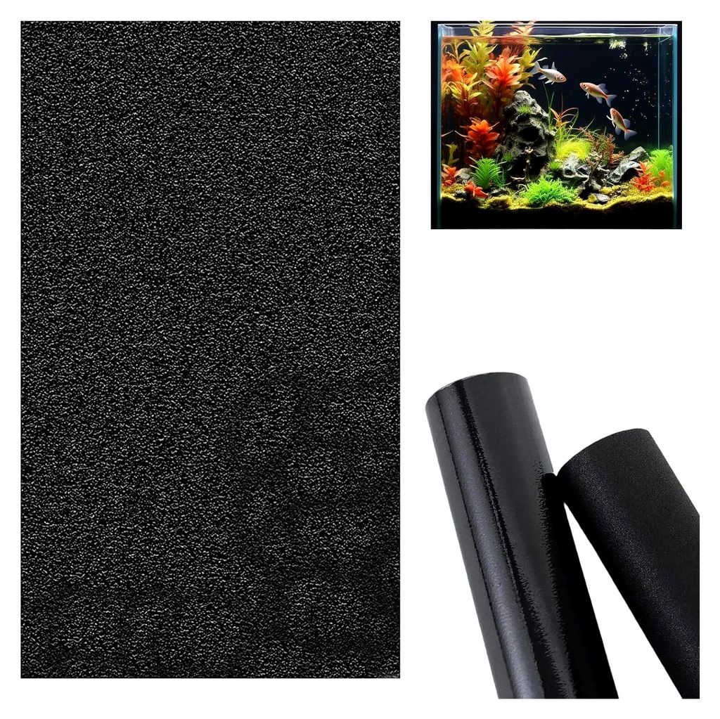 Aquarium Rückwand, 40 x 300 cm, PVC, statisch haftend, selbstklebende Folie, schwarze Dekoration für Aquarien