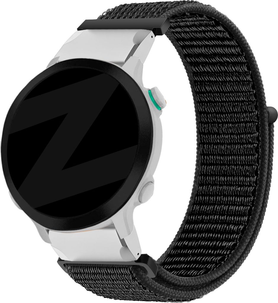Bandz Nylon Schlaufenband passend für Garmin Fenix 5 / 6 / 7 - Armband mit Klettverschluss - Schwarzes Nylonband