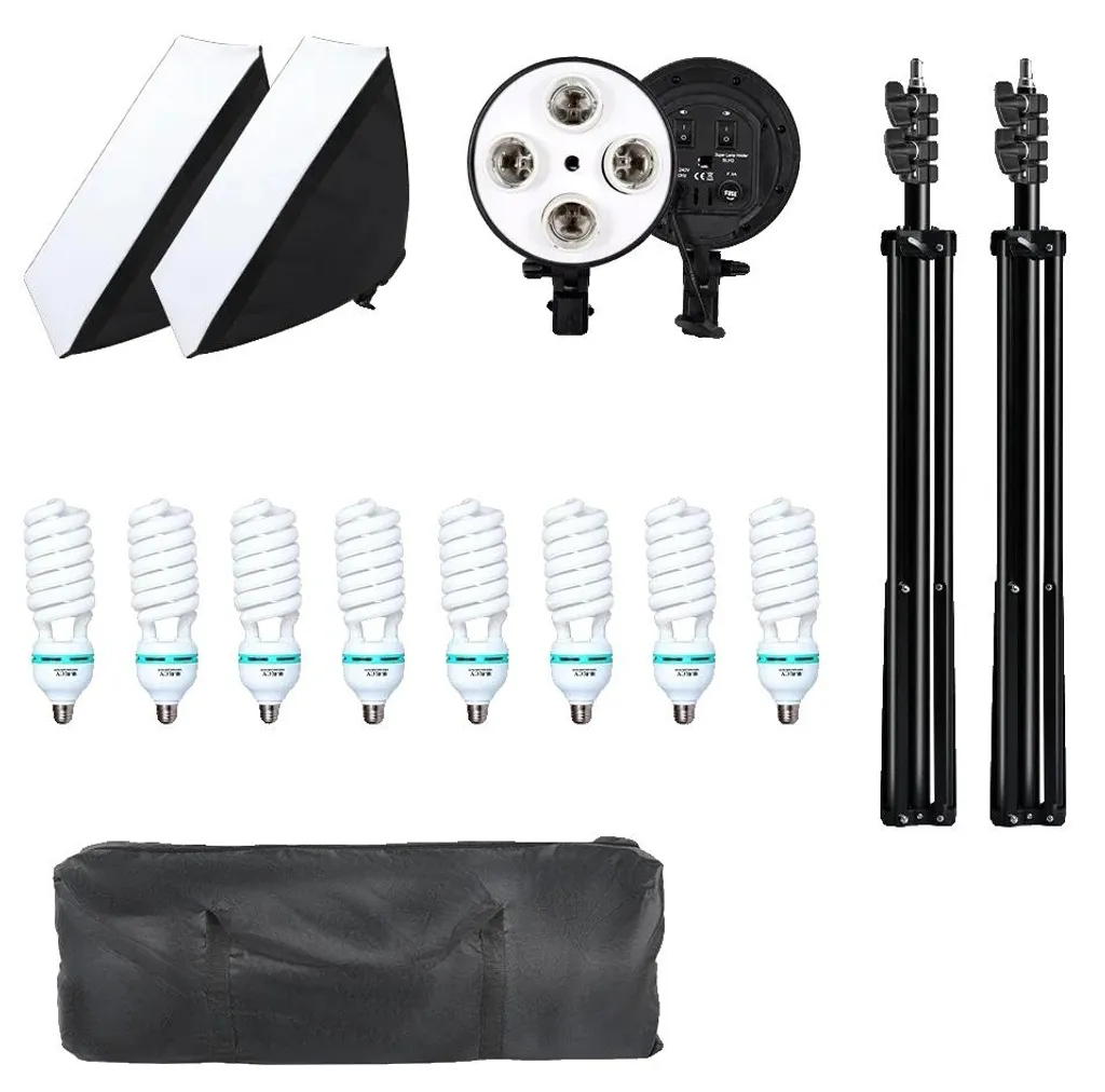 Kit éclairage studio photo complet 8 ampoules 135W luminosité réglable
