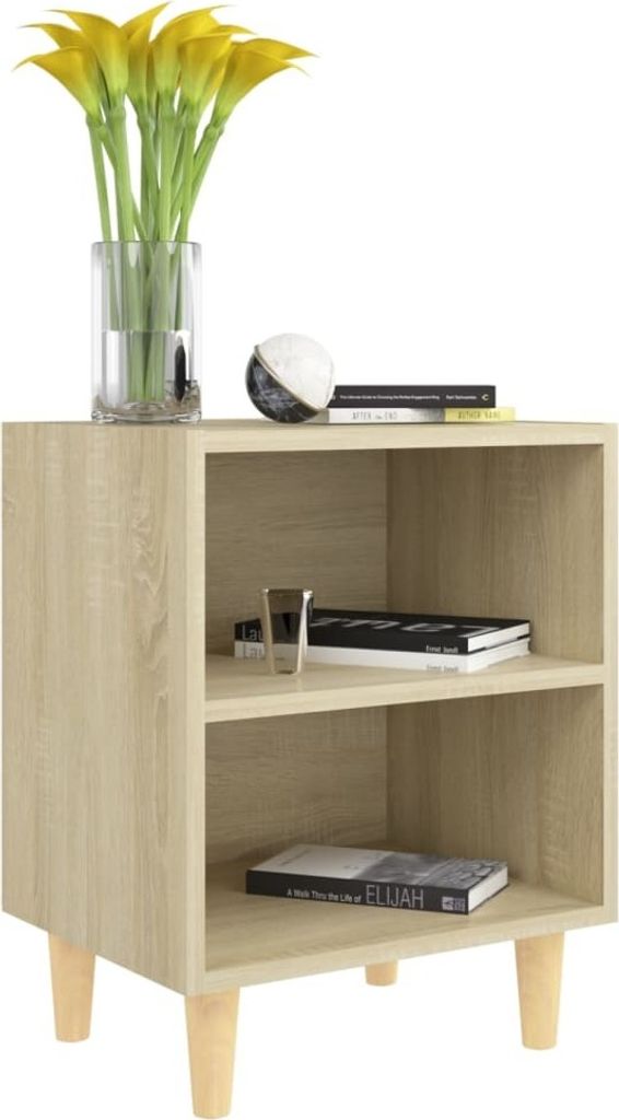Möbel 2er Set Nachttisch Modernes - Nightstand/Nachtschrank für Schlafzimmer - Massivholz-Beinen Sonoma-Eiche 40x30x50cm Top6516753