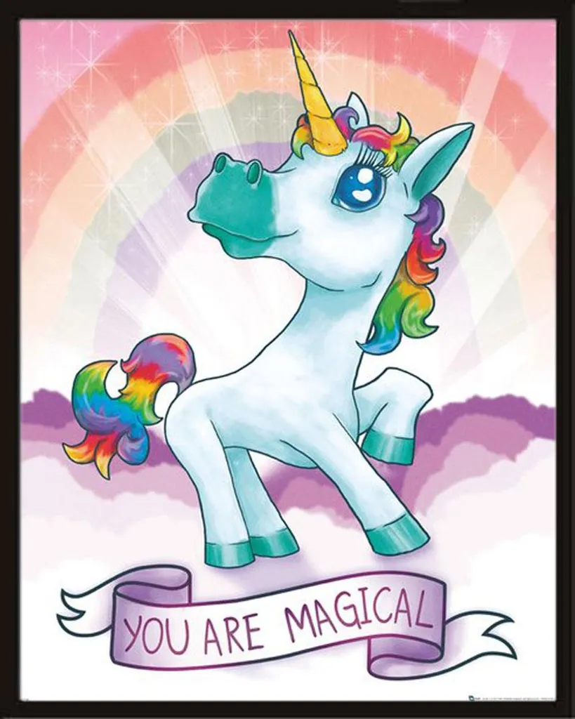 Décoration murale Licorne Magical avec cadre noir pour chambre enfant