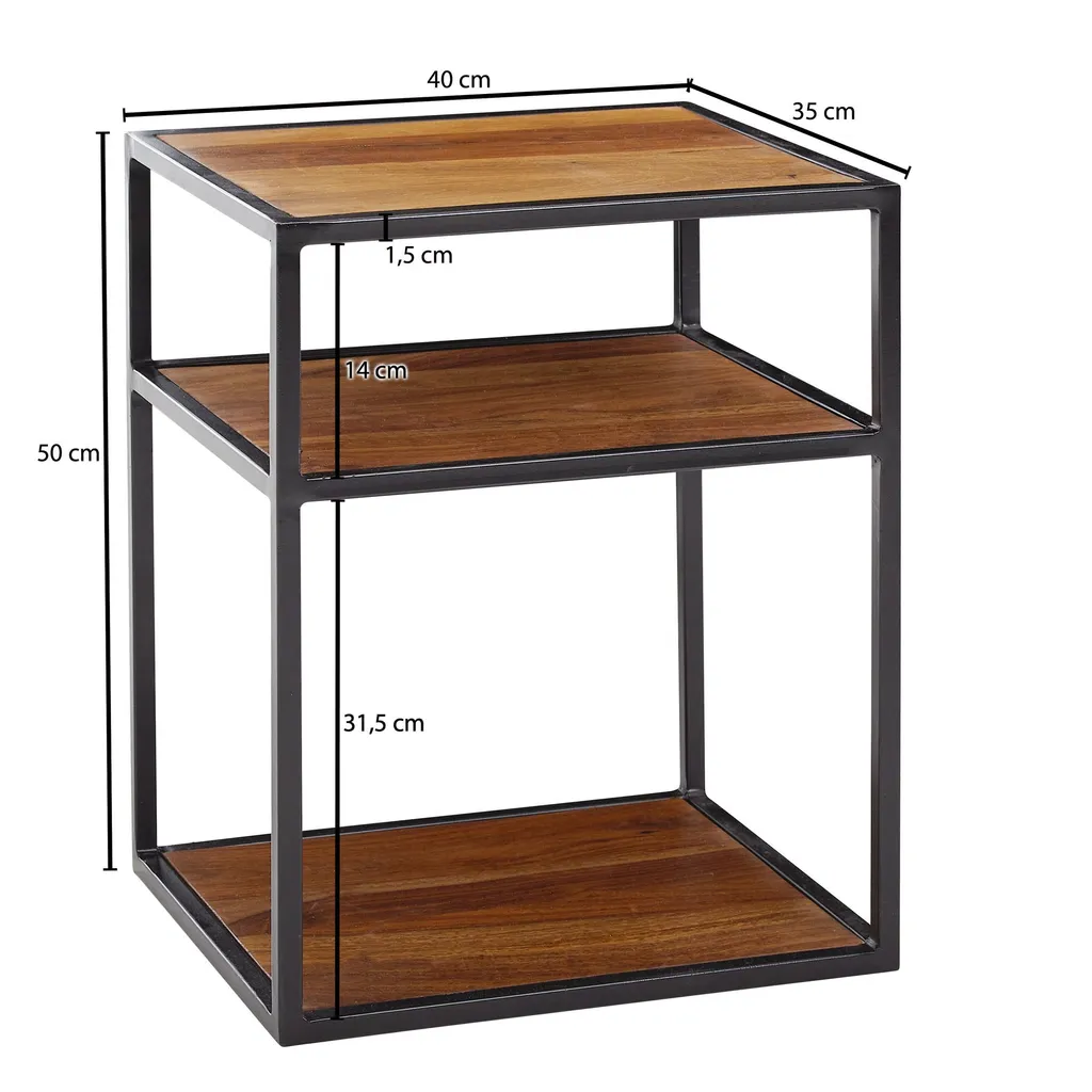 Meuble de chevet design industriel en bois massif pour lit boxspring