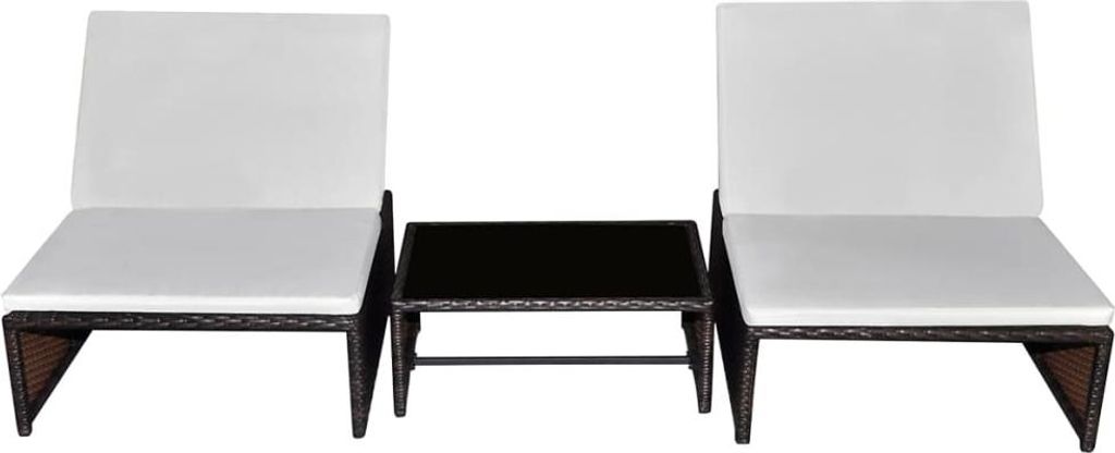 vidaXL Outdoor-Lehnstühle 2 Stk. mit Tisch Braun Poly Rattan