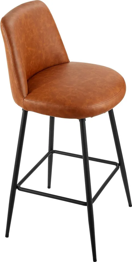 Tabourets de bar avec dossier - Cuir Polyuréthane marron - Set de 3 - Métal - 9