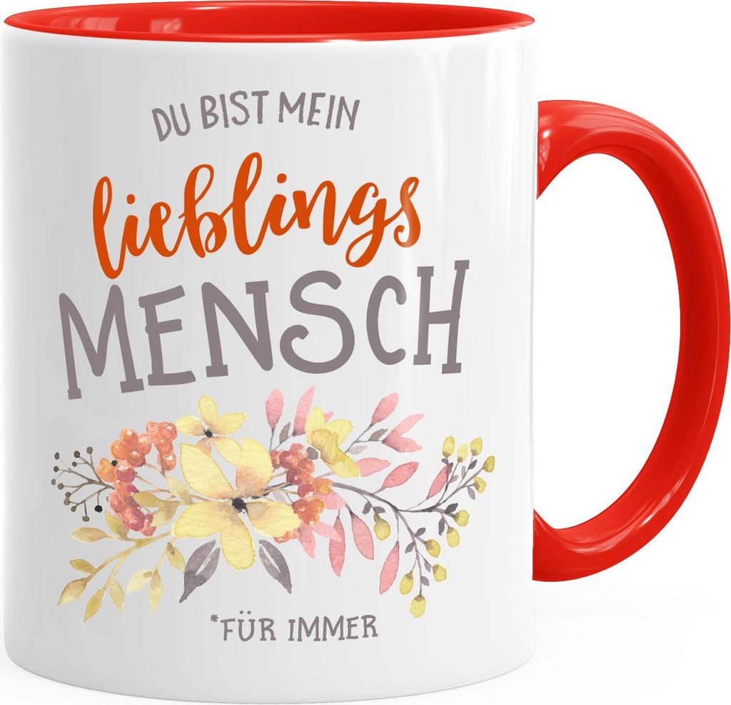 Geschenk-Tasse Du bist mein Lieblingsmensch Kaffeetasse Teetasse Keramiktasse MoonWorks rot unisize