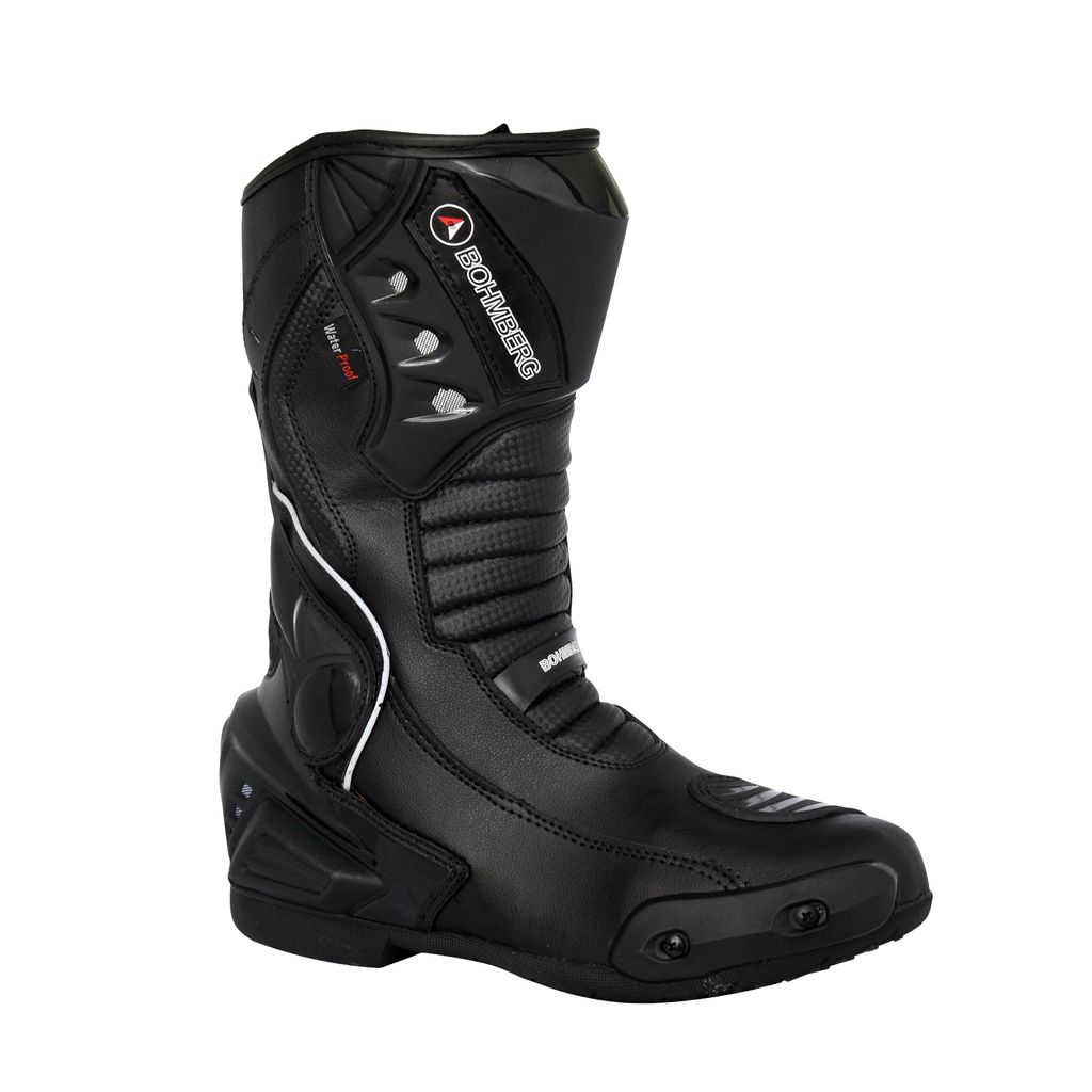 Bohmberg Viking Herren Motorradstiefel, ergonomisch, Motorradschuhe aus stabilem Leder mit aufgesetzten Hartschalenprotektoren - EU 45