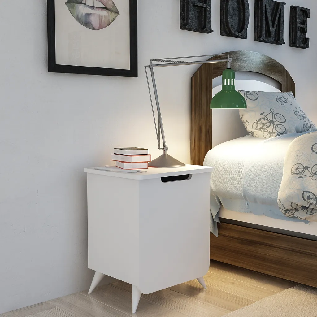 Meuble de Chevet Blanc EslaZNA 60x49 cm Anti-Rayures en Bois Mélaminé