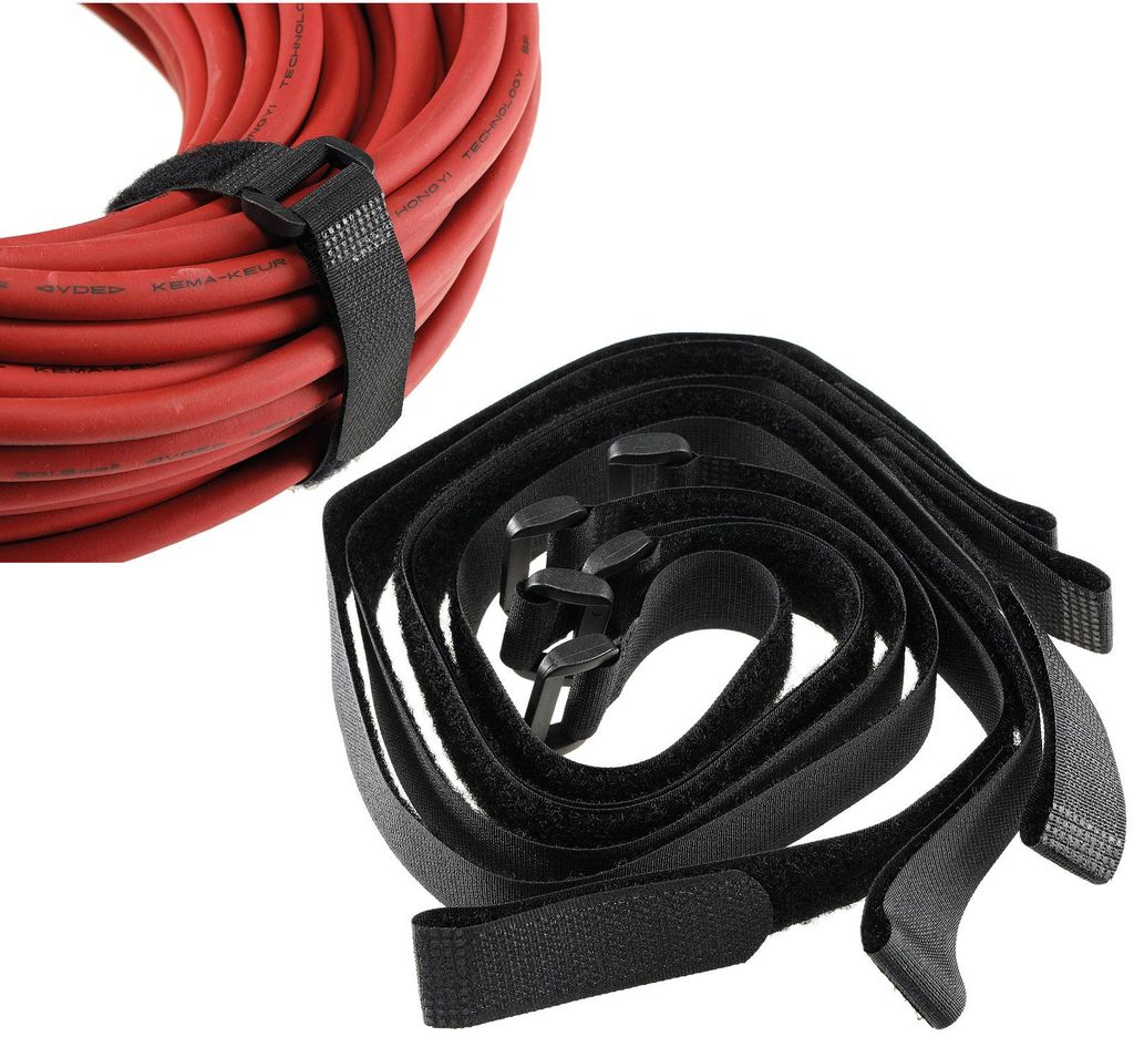 ChiliTec 22936 Klettband mit Öse, 5er Pack 50x2cm, schwarz Produktbild 