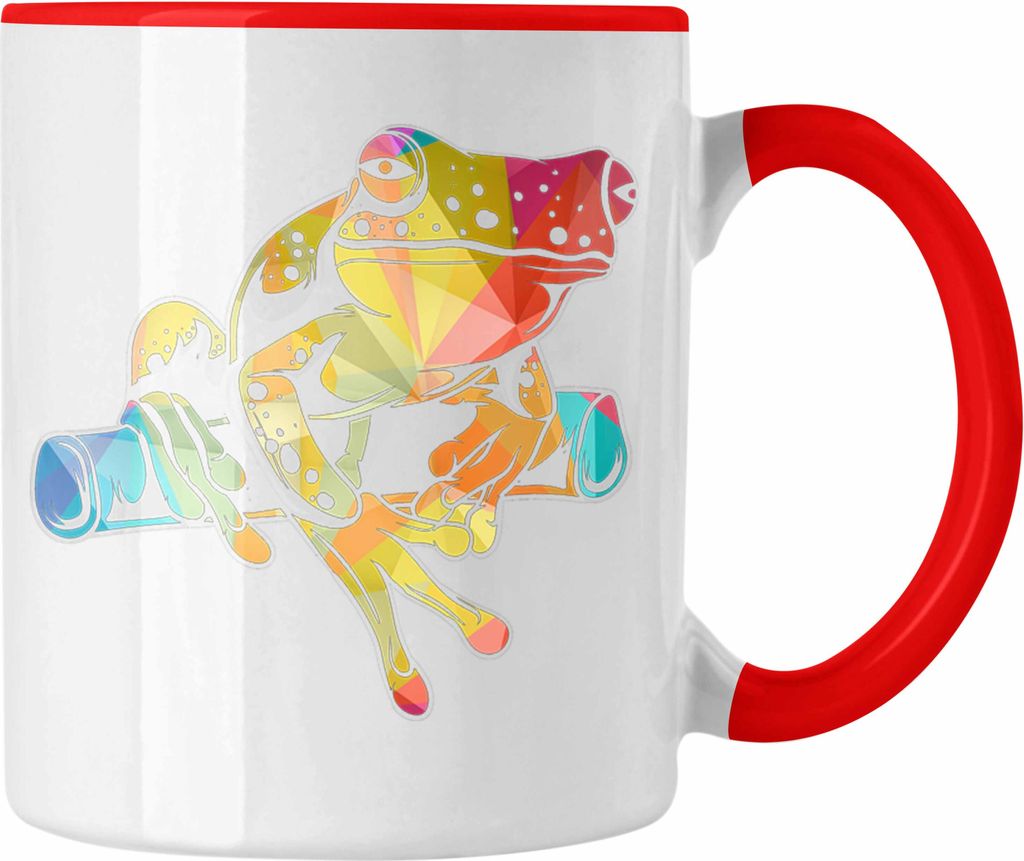 Trendation - Frosch Tasse Geschenk Polygon Grafik Frösche Grafik Lustig (Rot)