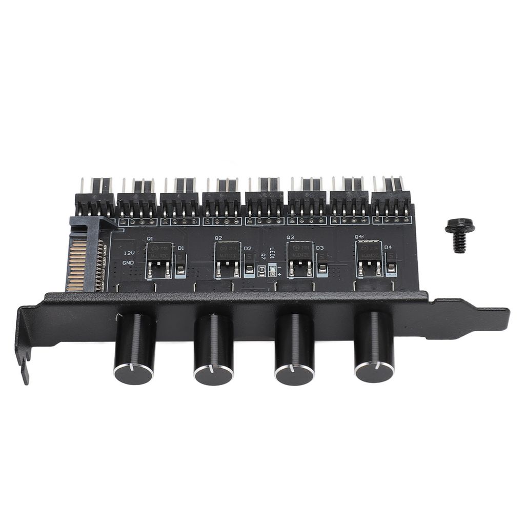 PC Lüftersteuerung 12V – 8-Kanal Fan Hub mit 4 Drehreglern, 3-Pin & 4-Pin PWM, SATA-Stromversorgung für CPU, Gehäuse, HDD & VGA
