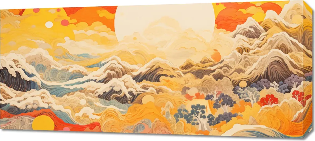 Quadro 90x40 cm Poema del Vento e del Sole - Arredamento Casa Tela