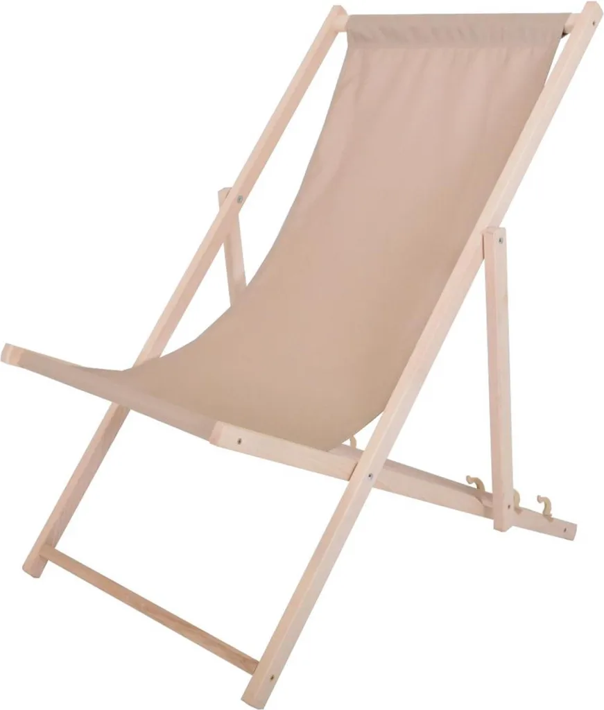 Bain de soleil BAHAMA Rojaplast en bois avec toile polyester beige