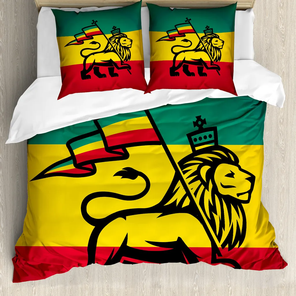 Copripiumino Rasta Leone di Giuda 155x220 - Biancheria Reggae Online