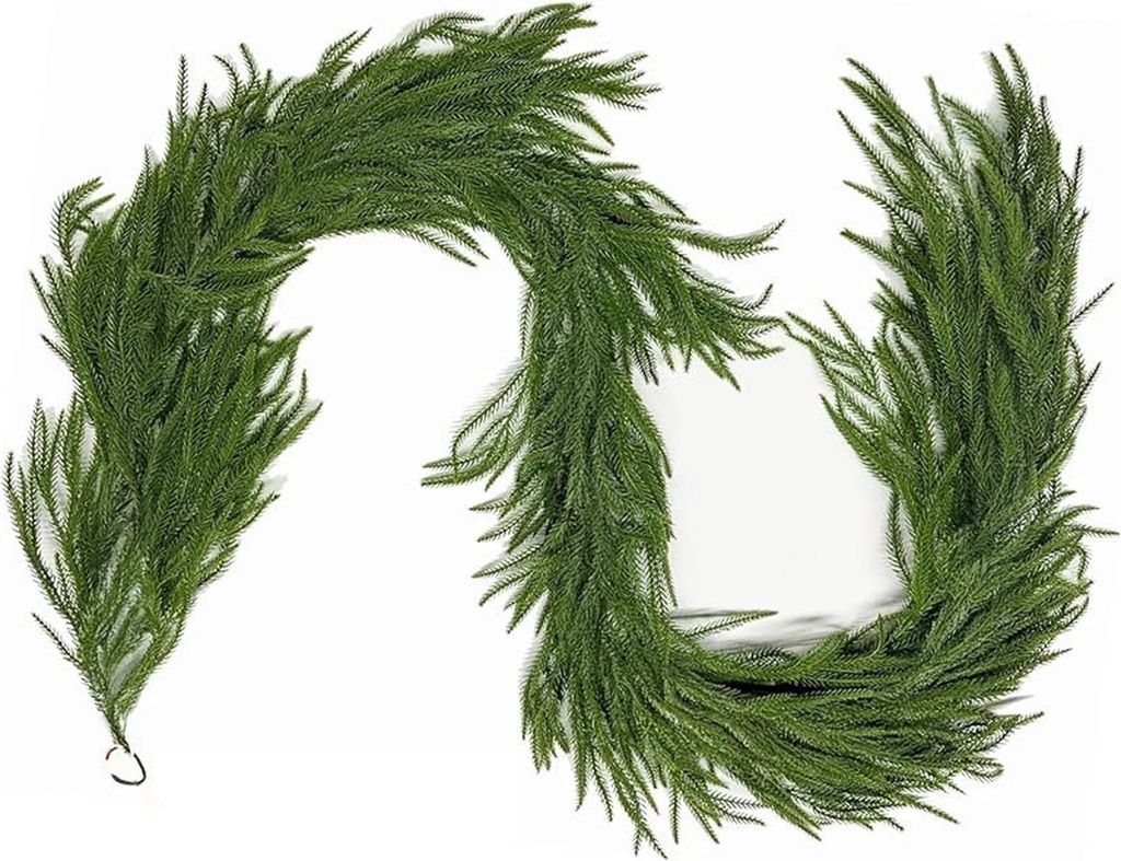 Weihnachtliche Norfolk-Kieferngirlande mit realistischer Haptik, künstliches Wintergrün, Girlande für Kaminsims, Tisch, Treppe, Innen- und Auße...
