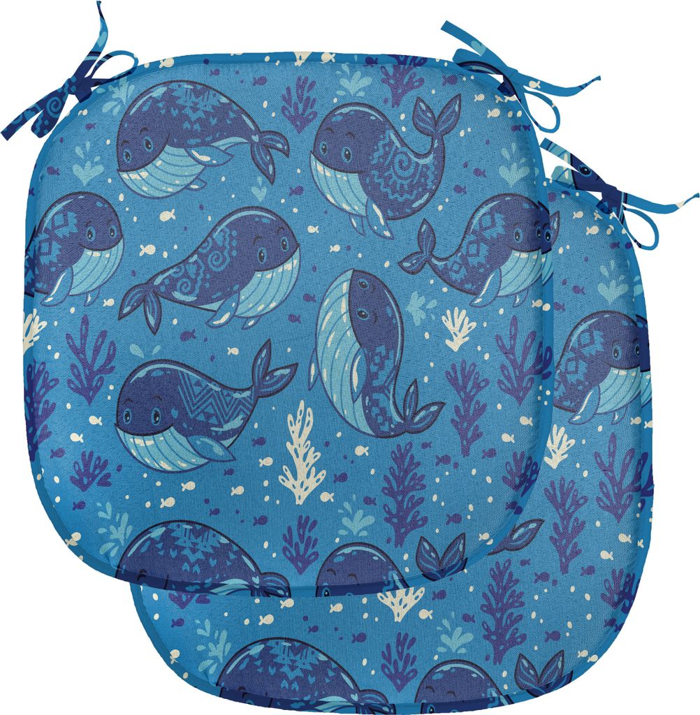 ABAKUHAUS Wal Polster für Esszimmerstühle, Aquatic Themed Entwurf, Dekoratives wasserfestes Kissen mit Riemen für Küchensitze, 40 cm x 40 cm-2e...