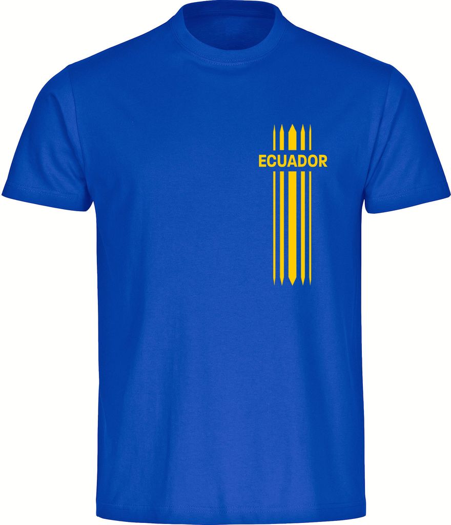 multifanshop Herren T-Shirt - Ecuador - Streifen, blau, Größe 4XL