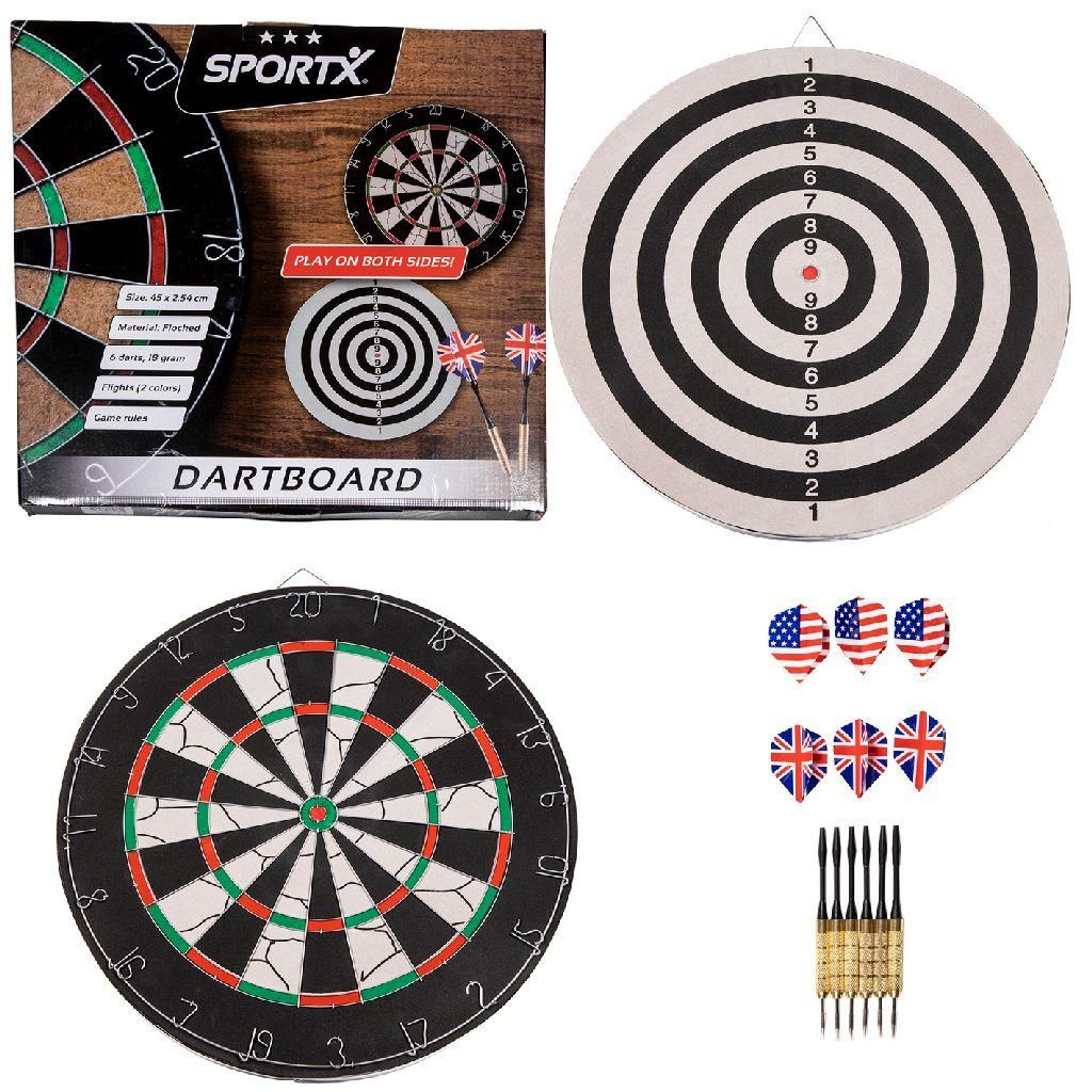 SportX Dartscheibe 45 cm mit 6 Darts