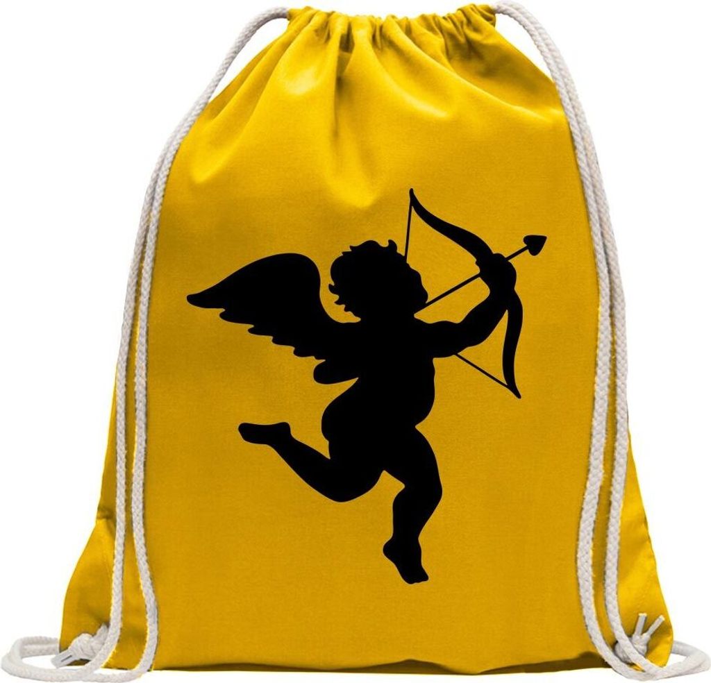 Kiwistar - Turnbeutel - gelb - Engel Profil - Liebesengel - Amor - Fun Rucksack Sport Beutel Gymsack Baumwolle mit Ziehgurt