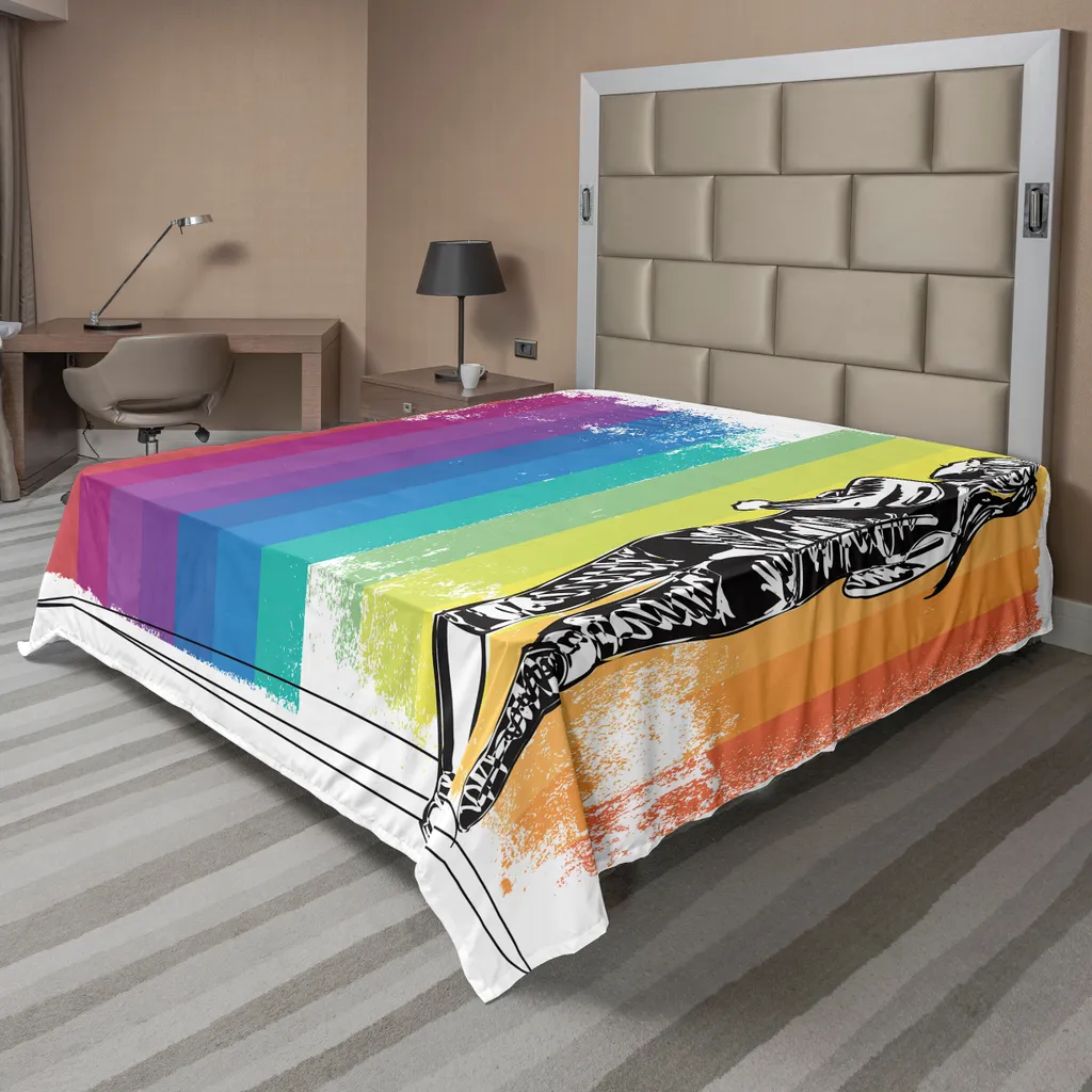 Lenzuolo ABAKUHAUS Olympia Arancio-Blu 244x205 per Letto Moderno