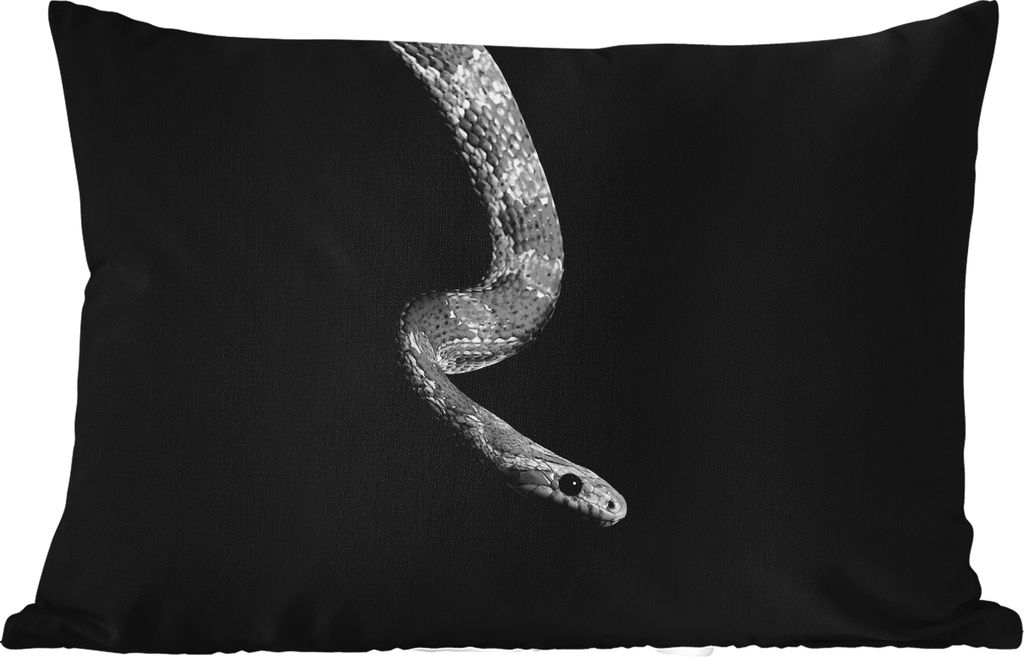 MuchoWow Outdoor Kissen - Tiere - Schlange - Schwarz - Weiß - Porträt - 50x30 cm - Wetterfest - Lounge Kissen - Sofa kissen - Wohnzimmer Dekora...