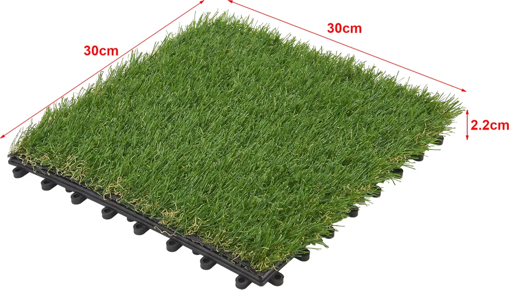 Dalles de gazon synthétique clipsables pour terrasse et balcon 1m² - 3