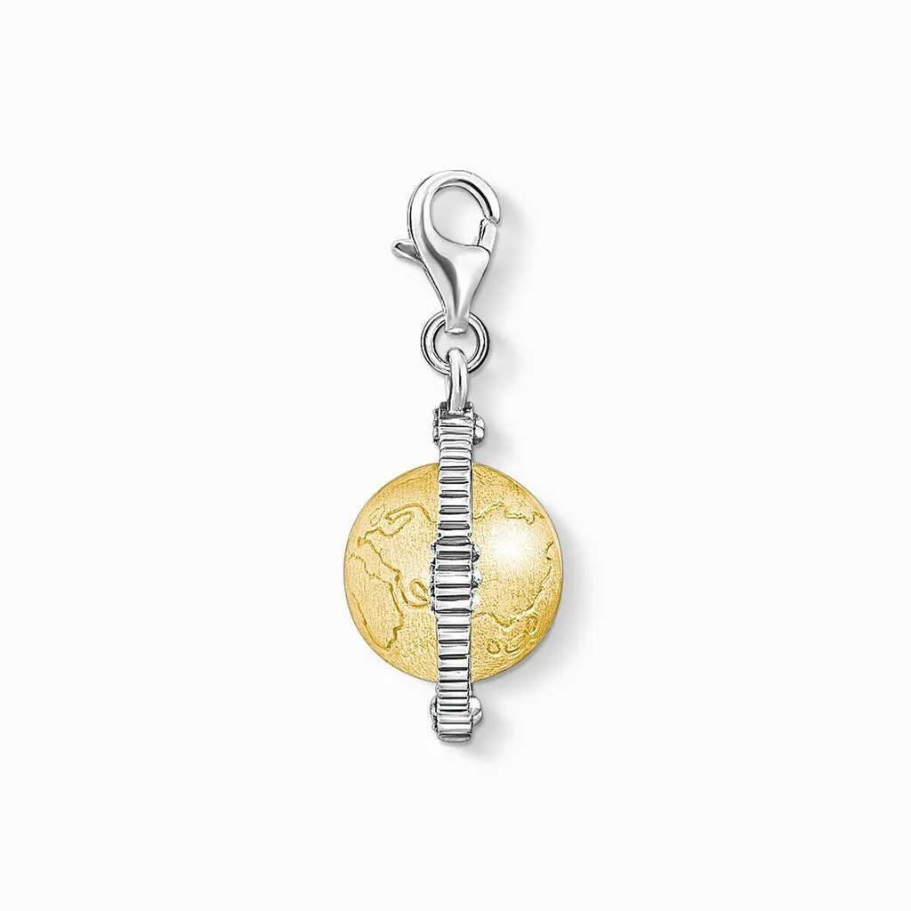 Pendentif Charm Globe Terrestre Thomas Sabo Argent plaqué Or Jaune