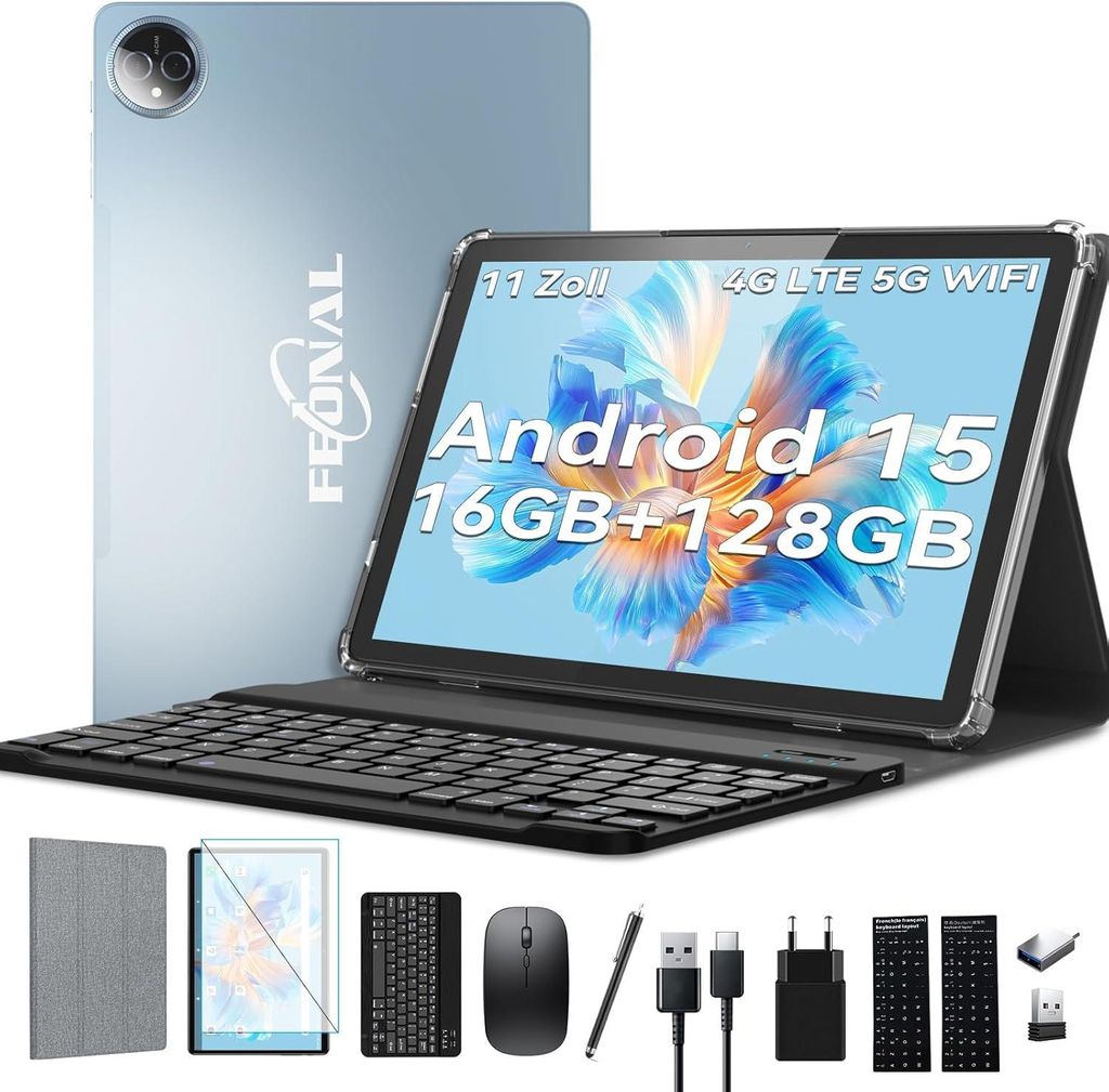 Android 15 Tablet 11 Zoll, 16GB RAM + 128GB ROM (1TB TF), Produktbild 