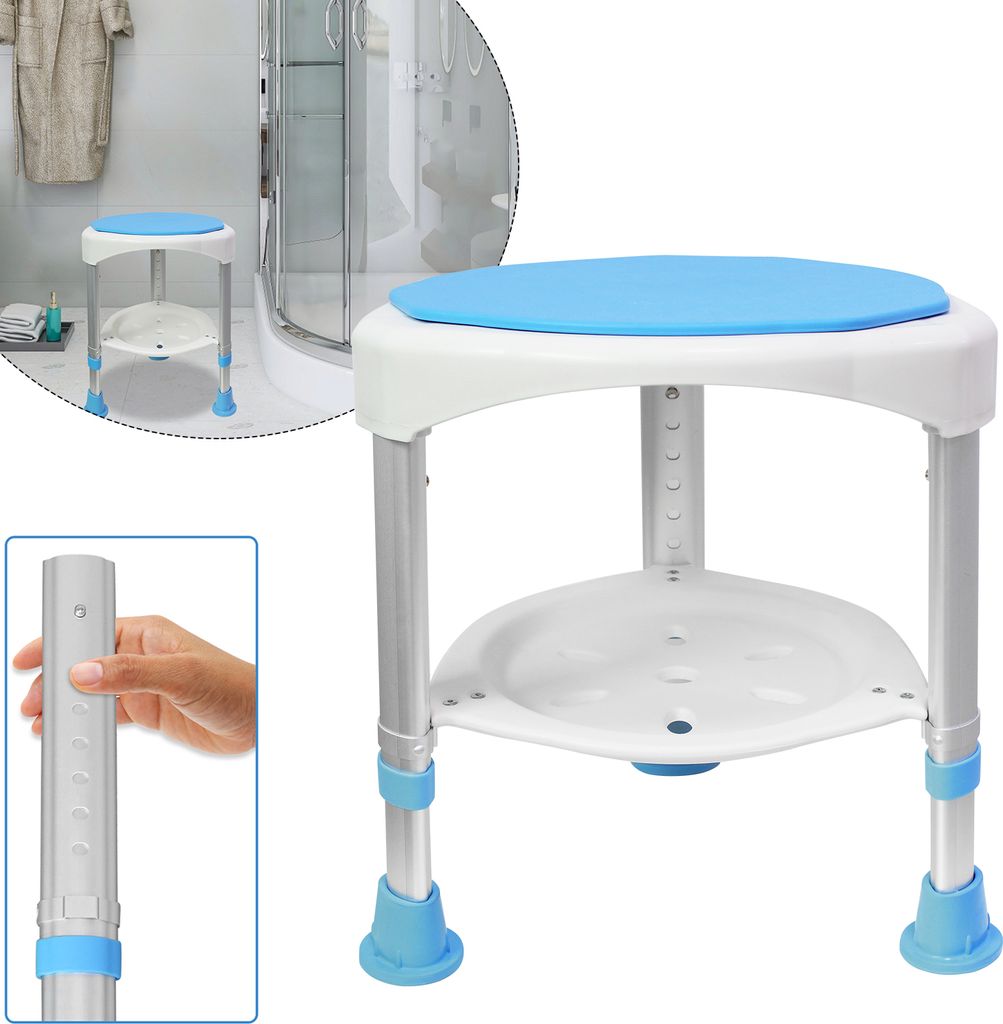 LZQ 360°Drehbarer Duschhocker Duschstuhl Badestuhl Höhenverstellbar Badehocker Badhocker Duschhilfe Duschsitz Badsitz mit Saugnäpfen