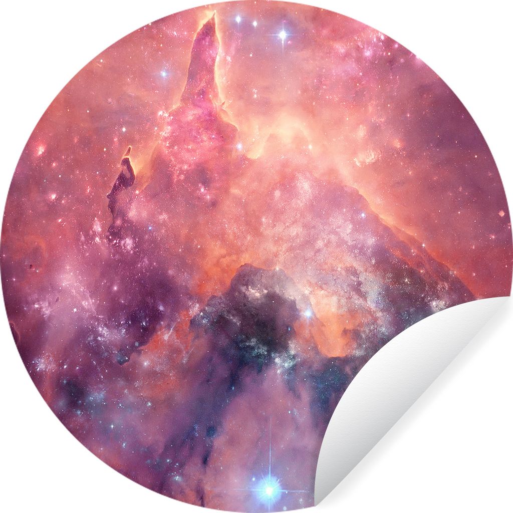 MuchoWow Runde Wandtattoo - Wandsticker Tapete Aufkleber Weltraum - Sterne - Universum Ø 50 cm Selbstklebend und Repositionierbar - Wandaufklebe...