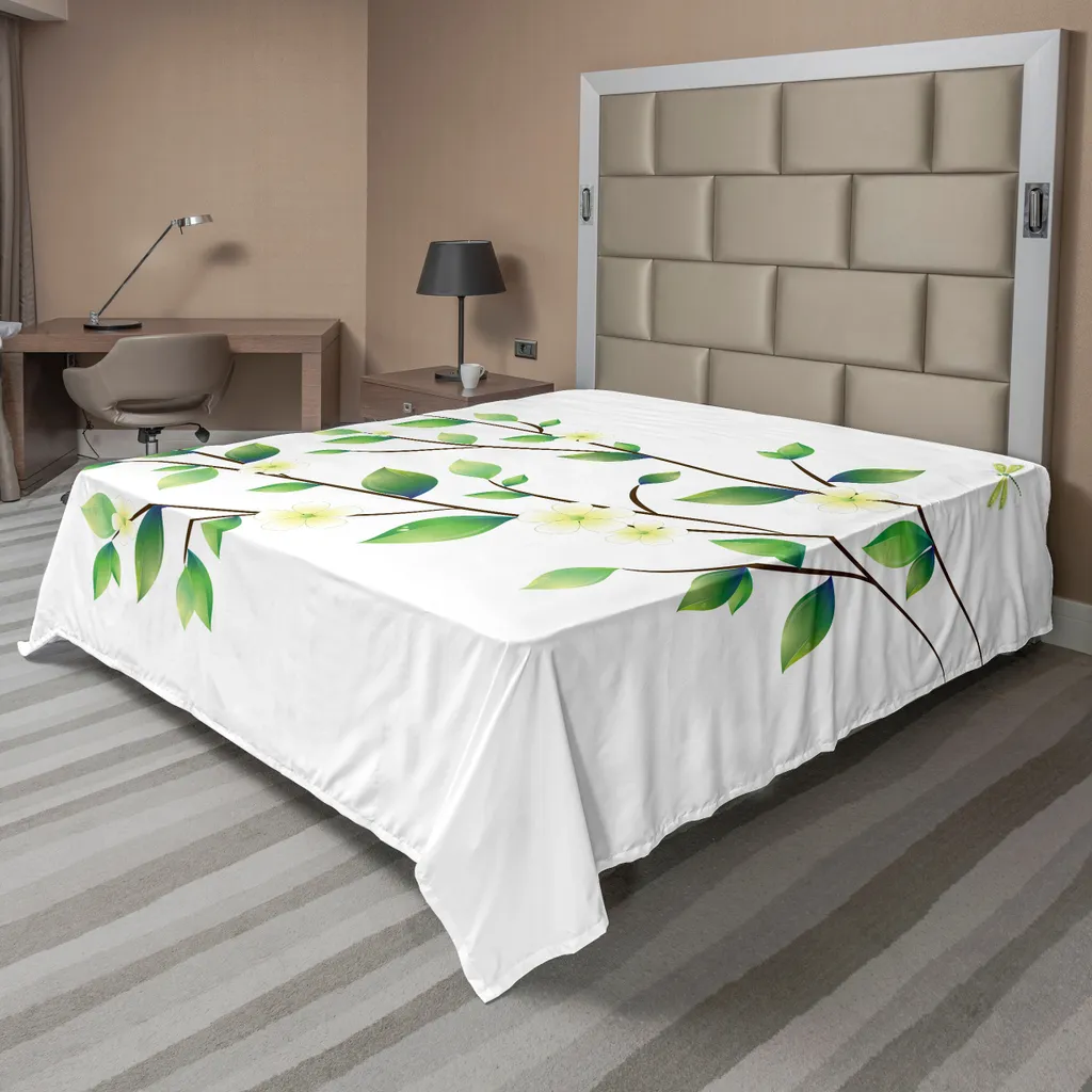 Linge de Lit Décoratif Nature pour Chambre Adulte, Drap Plat 275x260 cm