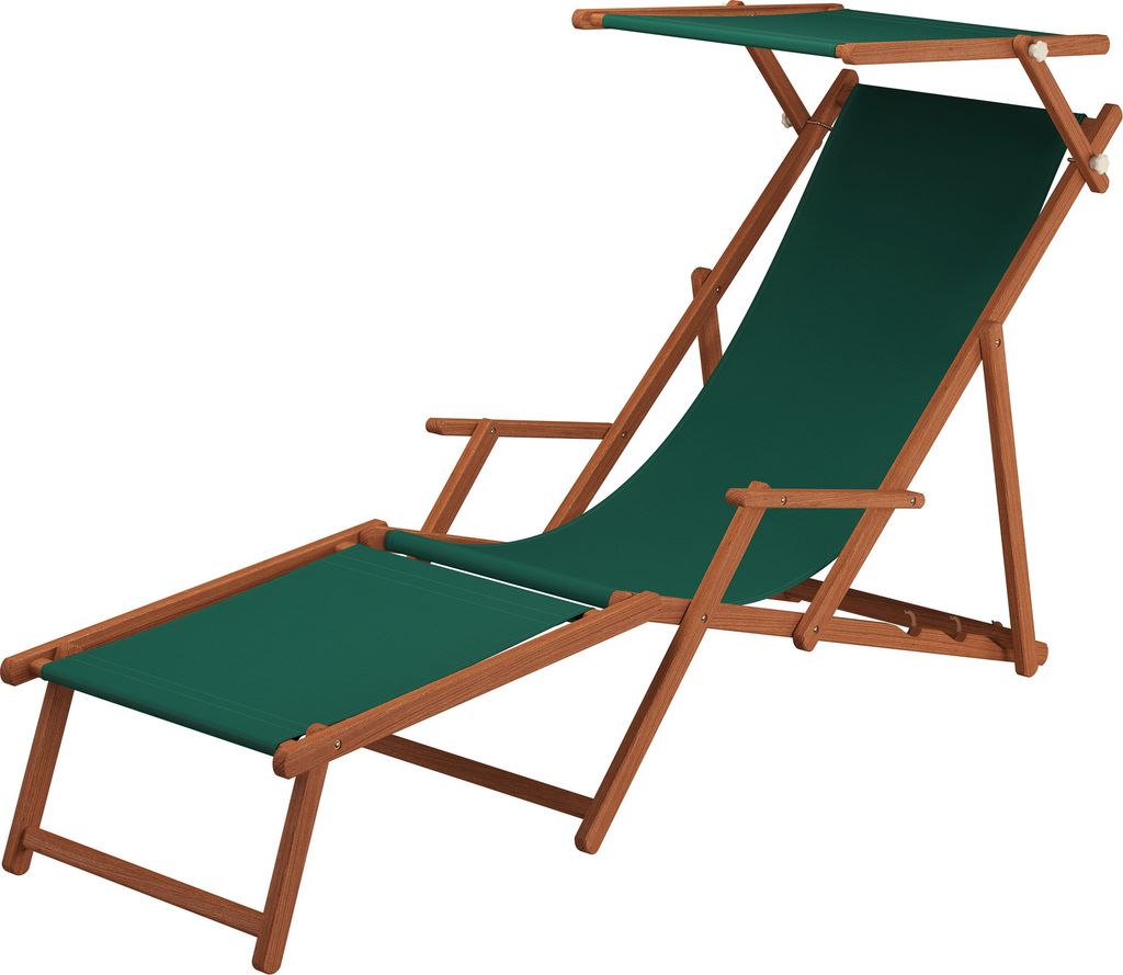 Sonnenliege grün Liegestuhl Fußteil Sonnendach Tisch Gartenliege Deckchair Strandstuhl 10-304FST