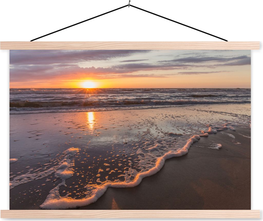 MuchoWow Textilposter Meer - Niederlande - Farben 120x80 cm mit holzfarbenen Rahmen - Aufhängeset