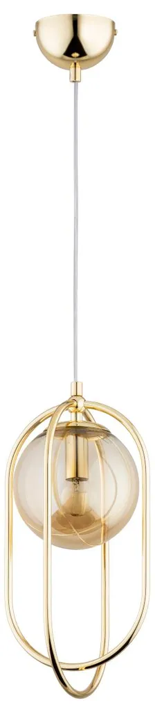 Suspension pour salon ou chambre BINAR Alfa, métal doré et ambre 10W