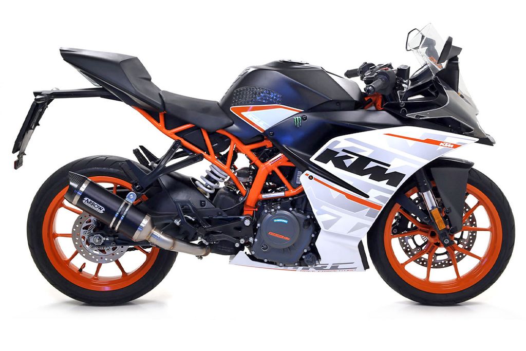 ARROW Thunder Slip-On Auspuff Dunkel Aluminium mit Carby Endkappe für KTM RC 390