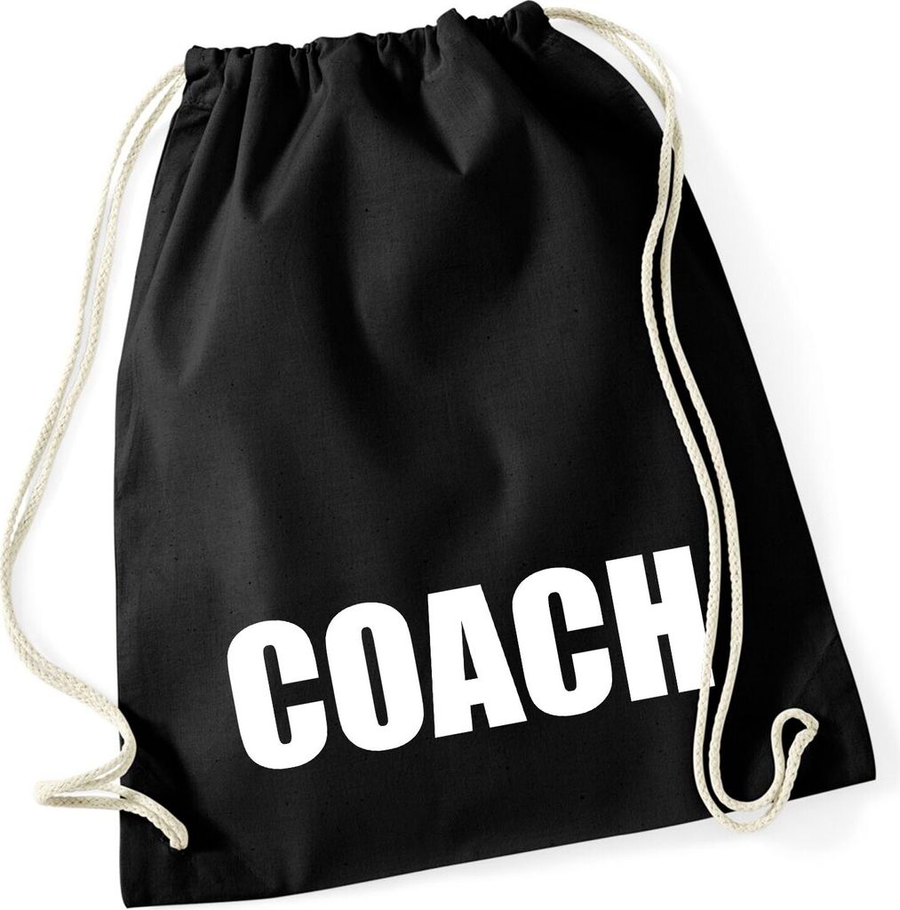 Huuraa Turnbeutel Coach Training 12 Liter Black Baumwolle Rucksack Geschenkidee